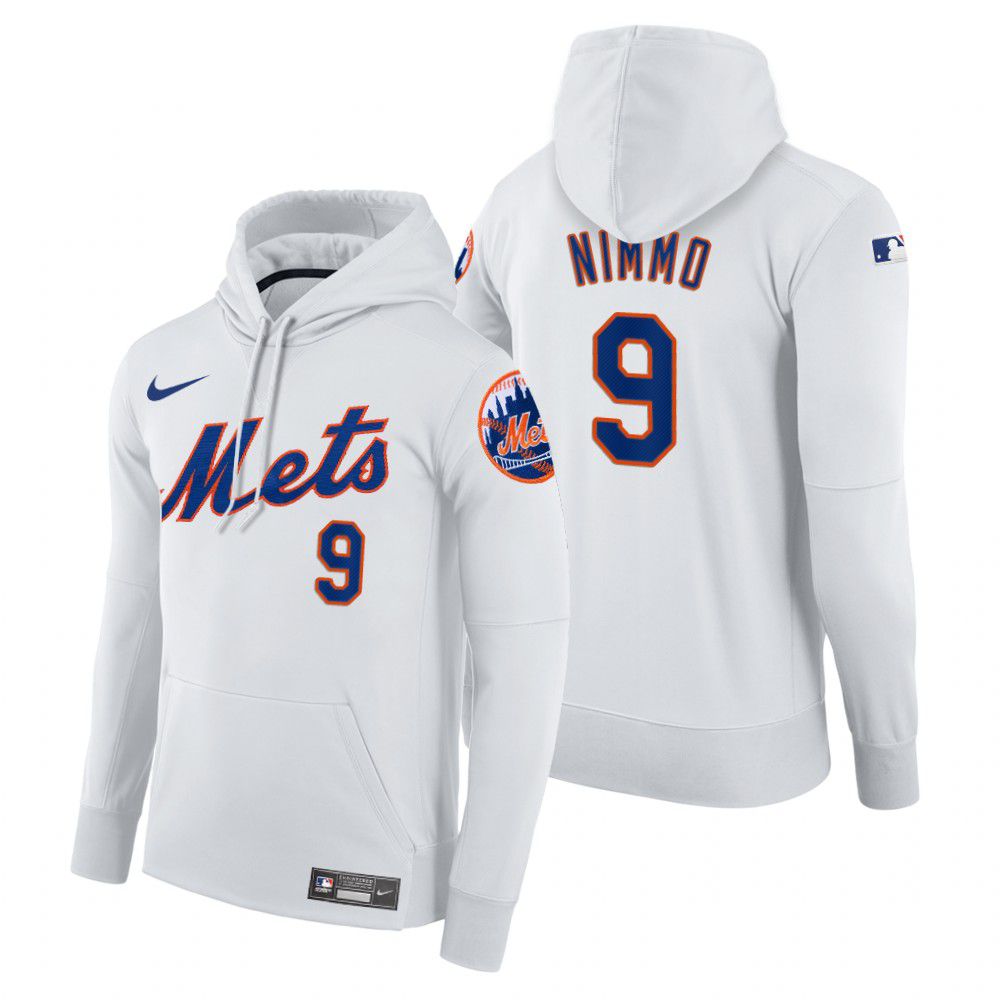 Men New York Mets #9 Nimmo white home hoodie 2021 MLB Nike Jerseys